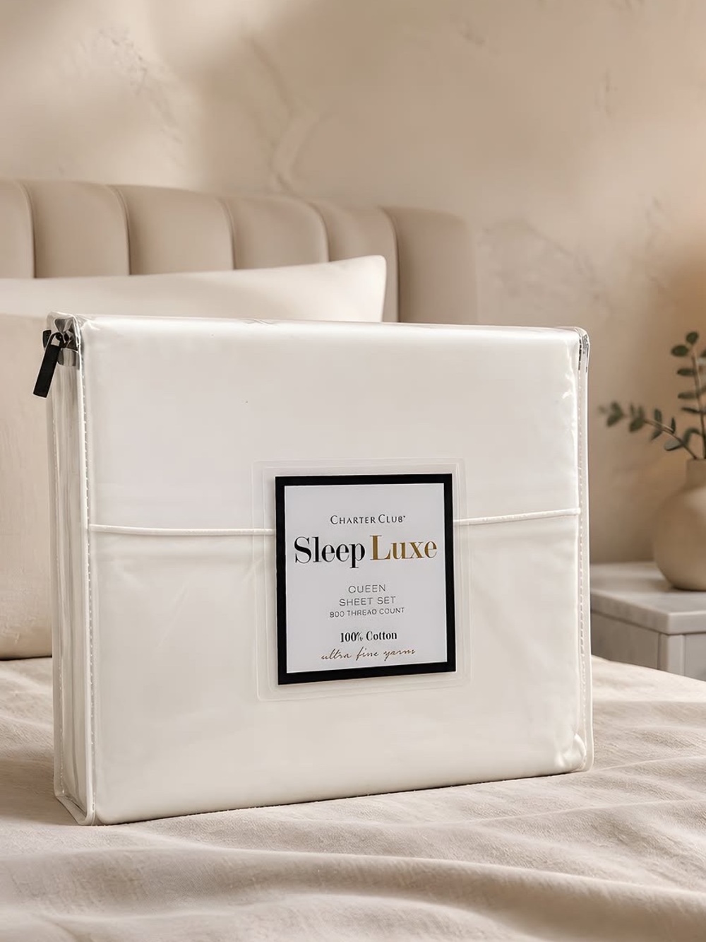 Charter Club SleepLuxe Queen Sheet Set in White